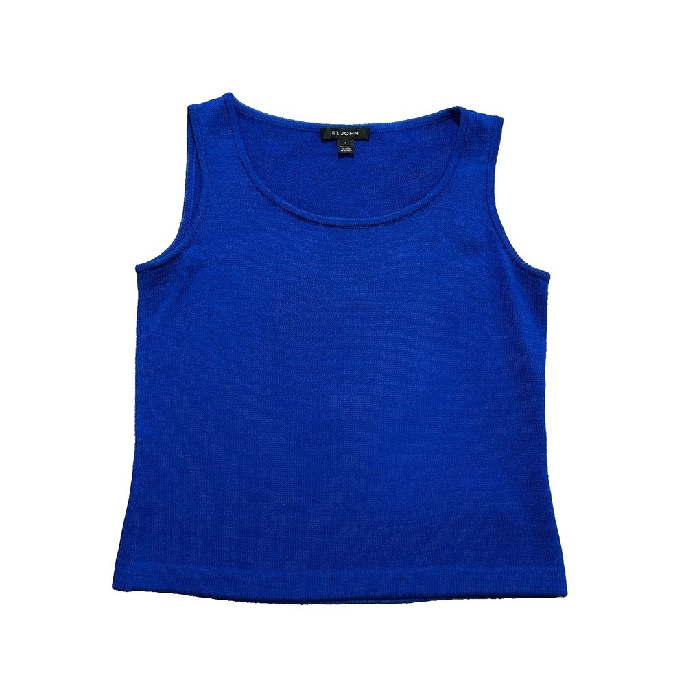 St. John Women's P XS Royal Blue Knit Tank Top Quiet Luxury Sleeveless